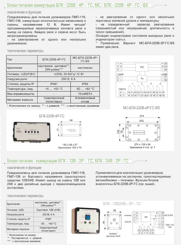 Блоки питания-коммутации БПК-220В-4Р-ГС, МС-БПК-220В-4Р-ГС-В3